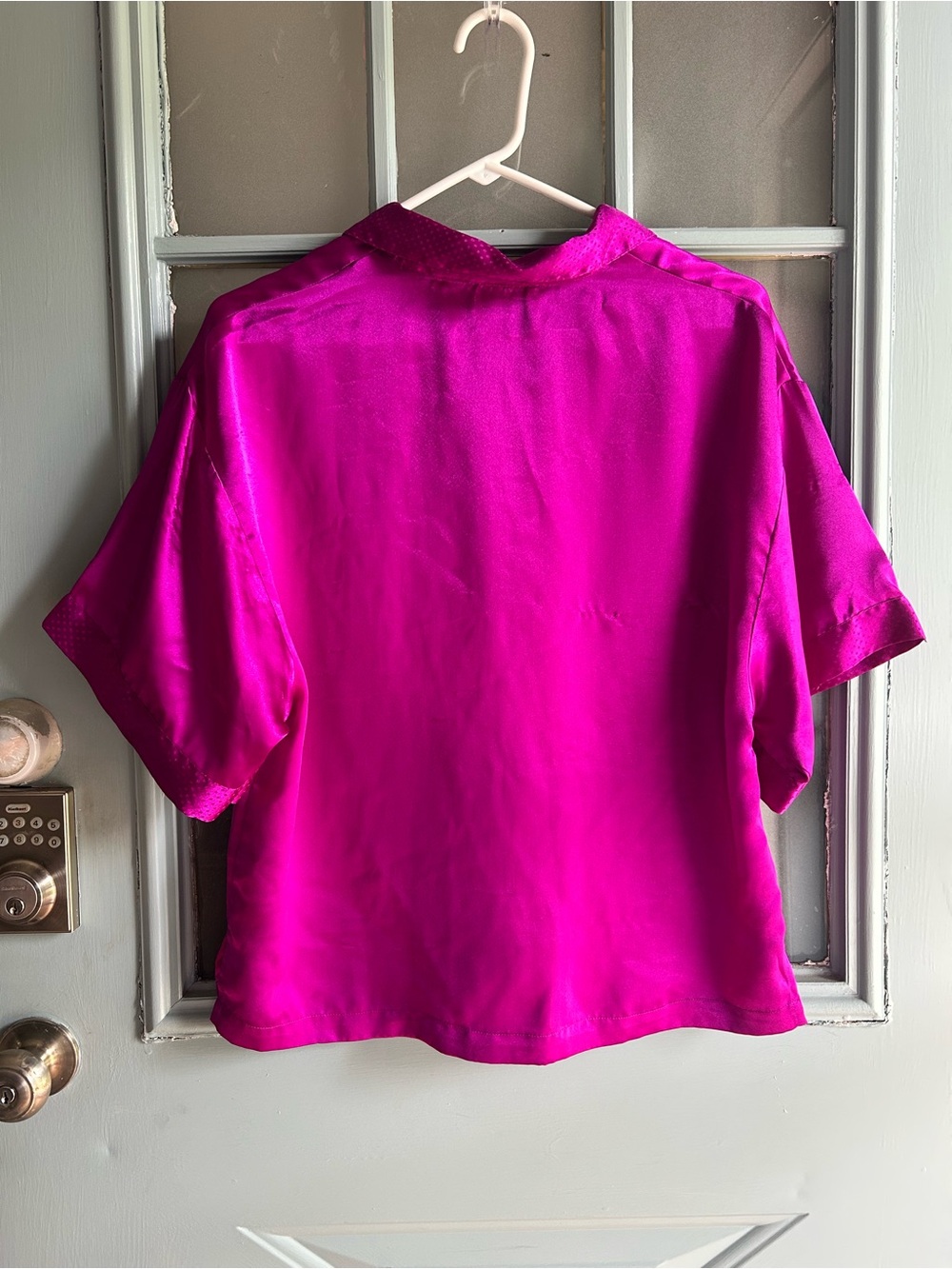 Vintage Victoria's Secret Gold Label Satin Pajama Set Polka Dot Vivid Magenta S - Picture 3 of 9